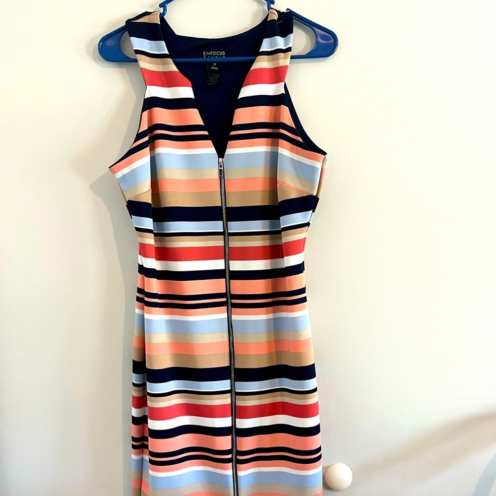Beautiful multicolor striped zip tank dress